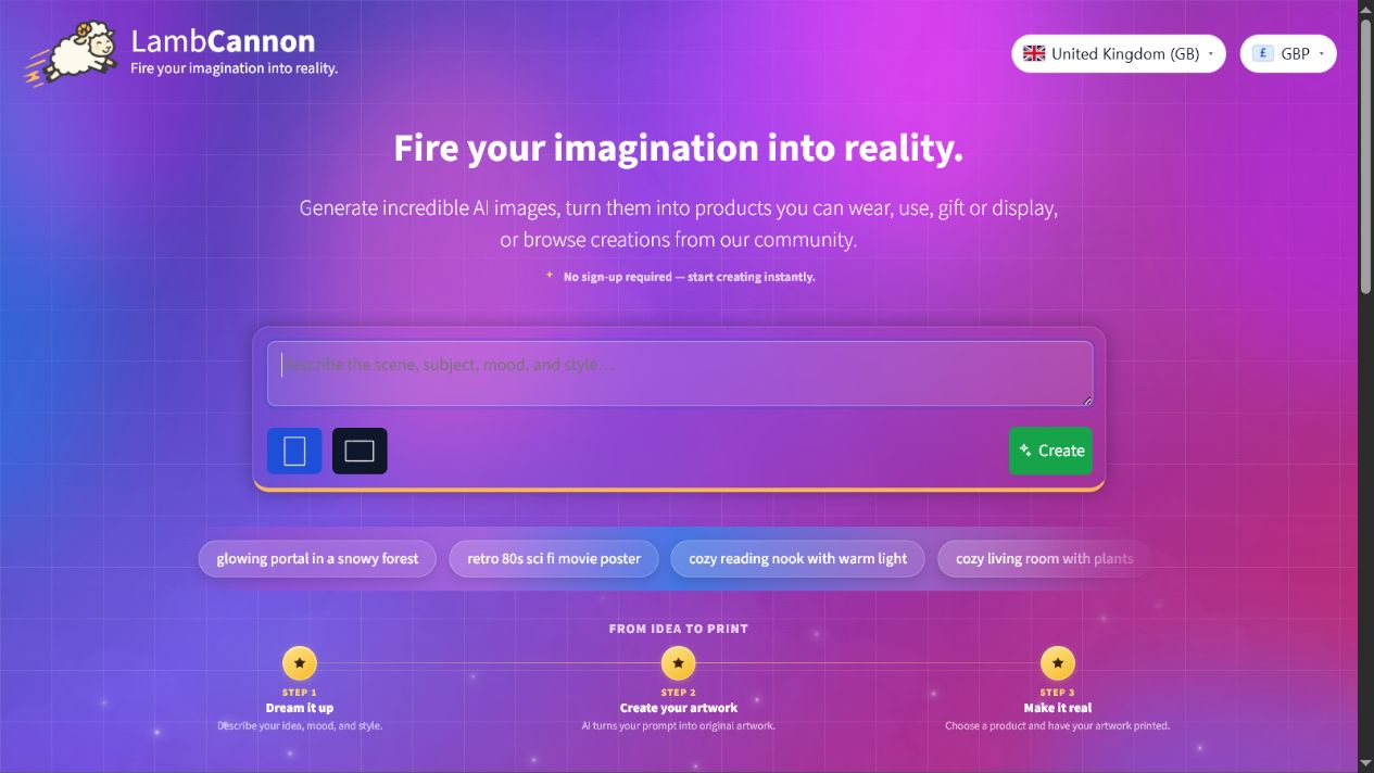 LambCannon homepage preview