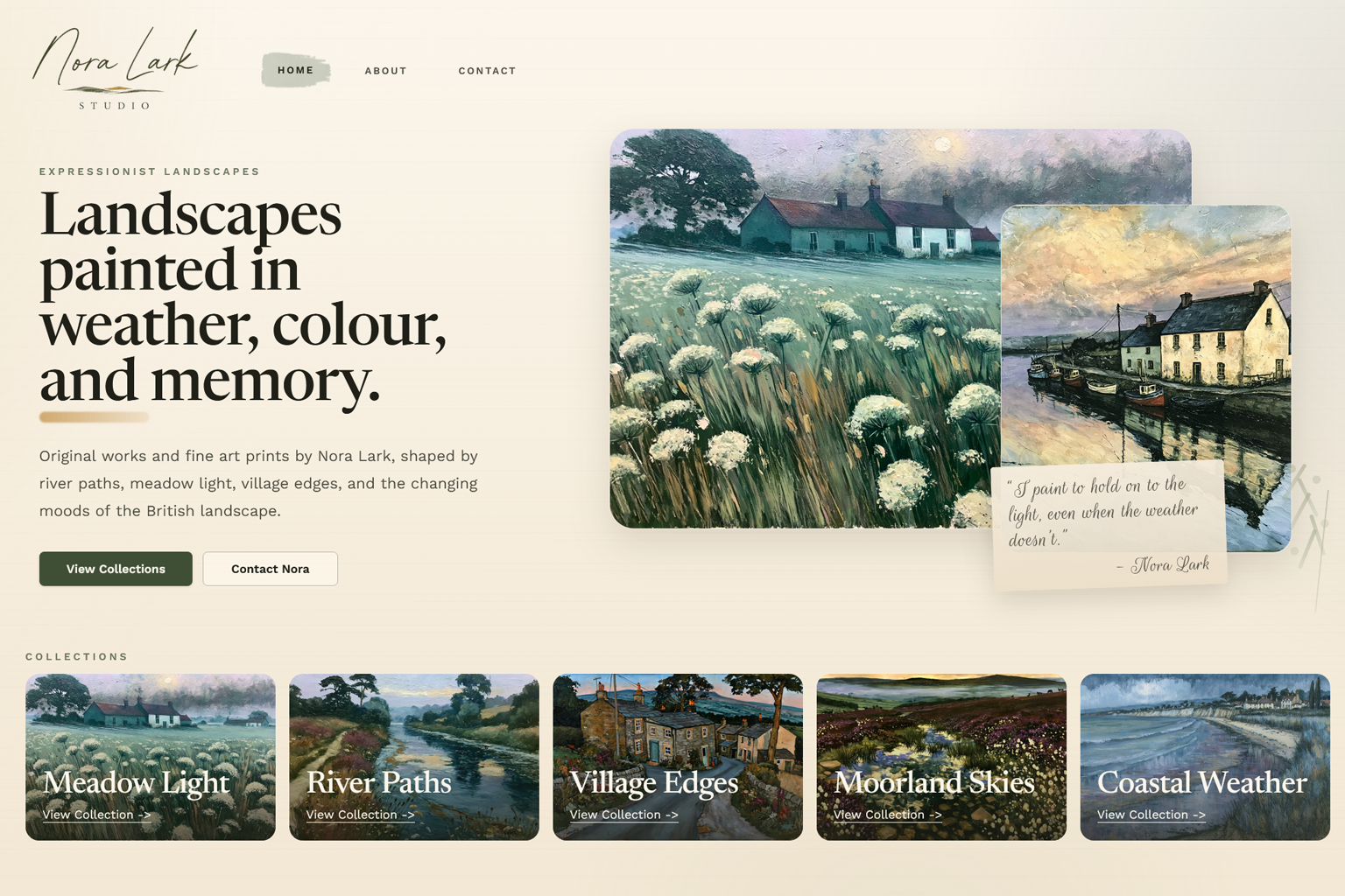 Nora Lark Studio homepage preview